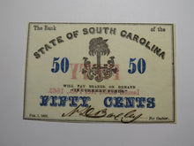 Load image into Gallery viewer, $.50 1863 Charleston South Carolina Obsolete Currency Bank Note State of SC UNC+