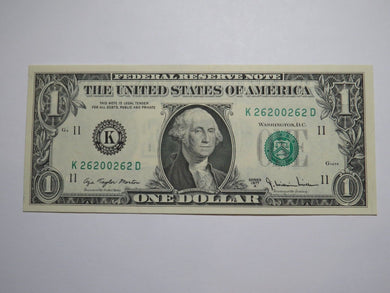 $1 1977 Radar Serial Number Federal Reserve Currency Bank Note Bill UNC 26200262
