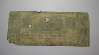 $20 1861 Augusta Georgia GA Obsolete Currency Bank Note Bill Large Gutter Error