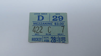 February 28, 1971 New York Rangers Vs. Vancouver Canucks NHL Hockey Ticket Stub