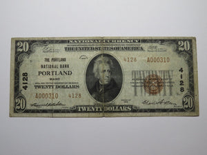 $20 1929 Portland Maine ME National Currency Bank Note Bill Charter #4128 NICE