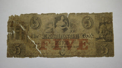 $5 1856 Providence Rhode Island RI Obsolete Currency Bank Note Bill Exchange