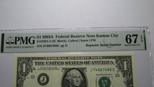 Load image into Gallery viewer, $1 2003 Repeater Serial Number Federal Reserve Currency Bank Note Bill PMG UNC67