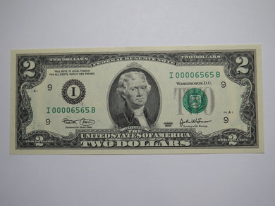 $2 2003 Low Mini Repeater Serial Number Federal Reserve Currency Bank Note Error