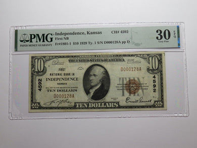 $10 1929 Independence Kansas KS National Currency Bank Note Bill Ch. #4592 VF30