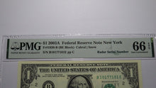 Load image into Gallery viewer, $1 2003 Radar Serial Number Federal Reserve Currency Bank Note Bill PMG UNC66EPQ