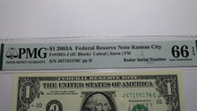 Load image into Gallery viewer, $1 2003 Radar Serial Number Federal Reserve Currency Bank Note Bill PMG UNC66EPQ