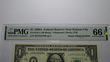 Load image into Gallery viewer, $1 1988 Radar Serial Number Federal Reserve Currency Bank Note Bill PMG UNC66EPQ