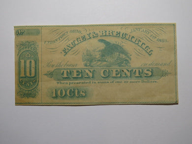 $.10 1863 Uniontown Ohio OH Obsolete Currency Bank Note Bill Fauley & Brechbill