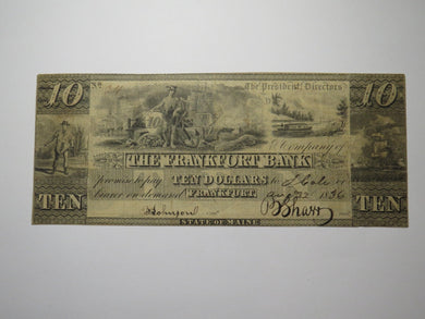 $10 1836 Frankfort Maine ME Obsolete Currency Bank Note Bill The Frankfort Bank