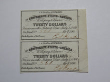 Load image into Gallery viewer, $20 1861 Confederate Bond Coupon Certificate Uncut Sheet Currency Bank Note Bill