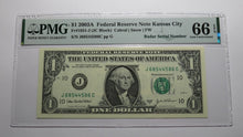 Load image into Gallery viewer, $1 2003 Radar Serial Number Federal Reserve Currency Bank Note Bill PMG UNC66EPQ