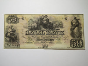 $50 18__ New Orleans Louisiana Obsolete Currency Bank Note Remainder Canal UNC++
