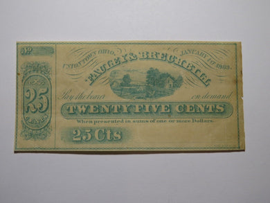 $.25 1863 Uniontown Ohio OH Obsolete Currency Bank Note Bill Fauley & Brechbill
