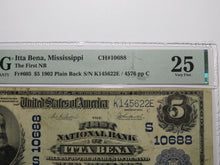 Load image into Gallery viewer, $5 1902 Itta Bena Mississippi National Currency Bank Note Bill #10688 PMG VF25