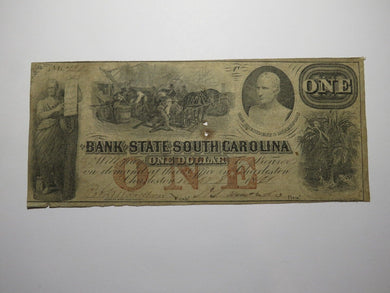 $1 1861 Charleston South Carolina SC Obsolete Currency Bank Note Bill Bank of SC