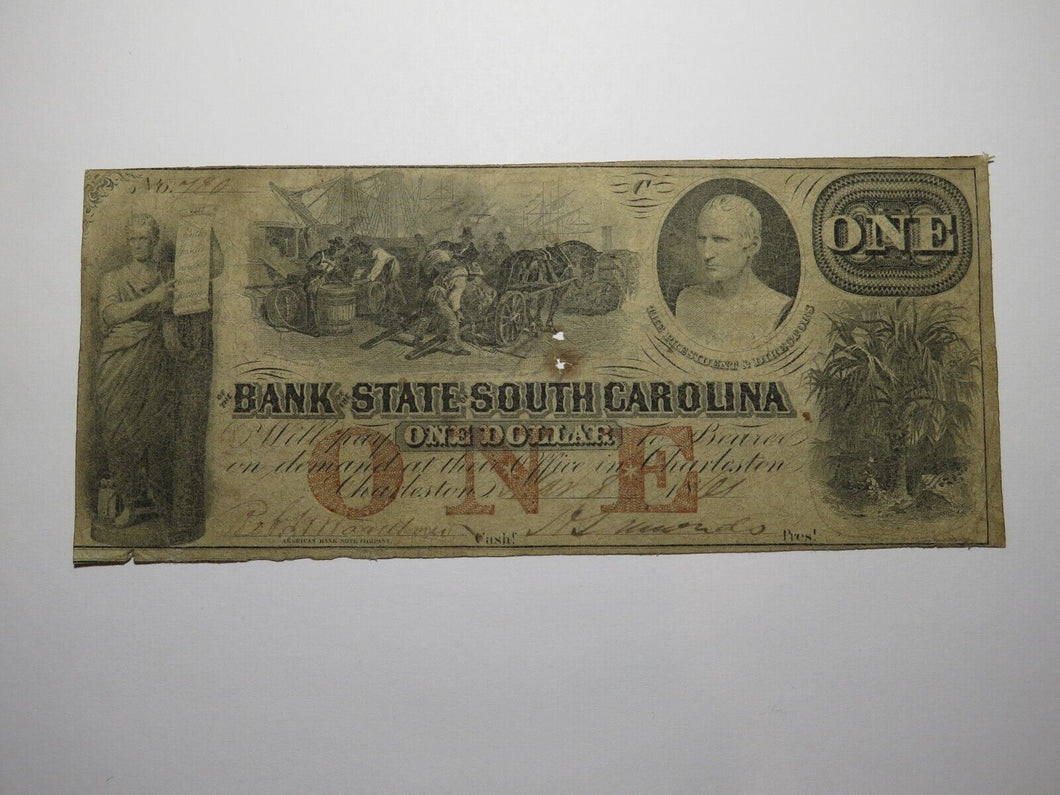 $1 1861 Charleston South Carolina SC Obsolete Currency Bank Note Bill Bank of SC