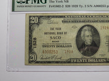 Load image into Gallery viewer, $20 1929 Saco Maine ME National Currency Bank Note Bill Charter #1528 VF20