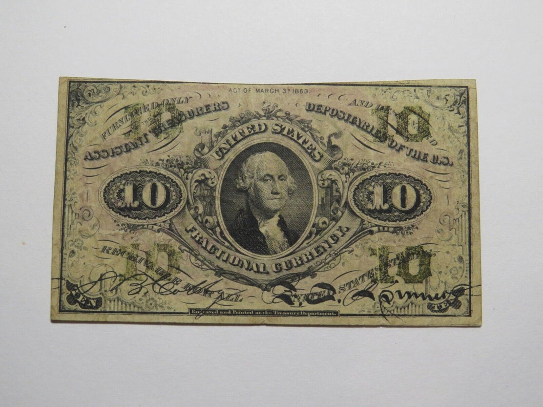 1863 $.10 Third Issue Fractional Currency Obsolete Bank Note Bill 3rd Issue FINE