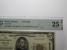 Load image into Gallery viewer, $5 1929 Pratt Kansas KS National Currency Bank Note Bill Charter #6229 VF25 PMG