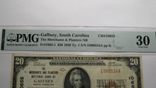 Load image into Gallery viewer, $20 1929 Gaffney South Carolina SC National Currency Bank Note Bill #10655 VF30