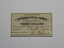 Load image into Gallery viewer, $20 1861 Confederate Bond Coupon Certificate Currency Bank Note Bill UNC