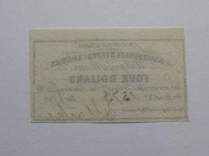 $4 1861 Confederate Bond Coupon Certificate Currency Bank Note Bill UNC
