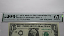 Load image into Gallery viewer, $1 2003 Radar Serial Number Federal Reserve Currency Bank Note Bill PMG UNC67EPQ