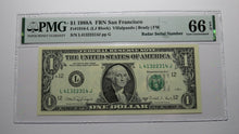 Load image into Gallery viewer, $1 1988 Radar Serial Number Federal Reserve Currency Bank Note Bill PMG UNC66EPQ