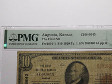 Load image into Gallery viewer, $10 1929 Augusta Kansas KS National Currency Bank Note Bill Ch. #6643 F12 PMG