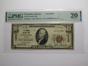 $10 1929 Towanda Kansas KS National Currency Bank Note Bill Ch. #12935 VF20 PMG