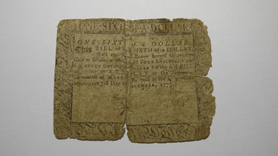 1775 $1/6 Annapolis Maryland MD Colonial Currency Note Bill! RARE ISSUE