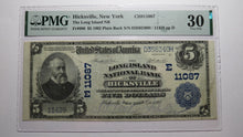 Load image into Gallery viewer, $5 1902 Hicksville New York NY National Currency Bank Note Bill #11087 VF30 PMG