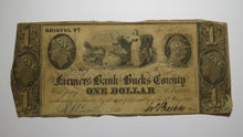 Load image into Gallery viewer, $1 1841 Bristol Pennsylvania PA Obsolete Currency Bank Note Bill Bucks County