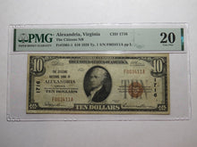 Load image into Gallery viewer, $10 1929 Alexandria Virginia VA National Currency Bank Note Bill #1716 VF20 PMG