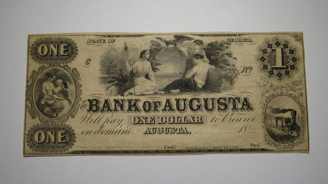 $1 18__ Augusta Georgia GA Obsolete Currency Bank Note Bill Remainder UNC+