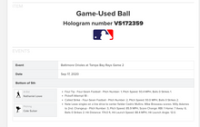 Load image into Gallery viewer, 2020 Nate Lowe Tampa Bay Rays RBI Single Game Used MLB Baseball! Cole Sulser