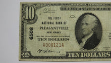 Load image into Gallery viewer, $10 1929 Pleasantville New Jersey NJ National Currency Bank Note Bill Ch.#6508