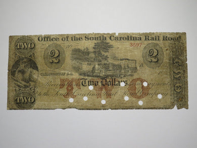 $2 1870's Charleston South Carolina SC Obsolete Currency Bank Note! Rail Road