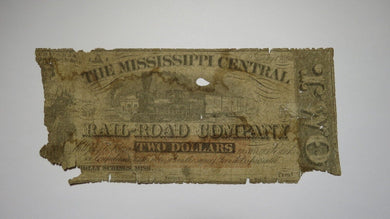 $2 1862 Holly Springs Mississippi Obsolete Currency Bank Note Bill Central RR