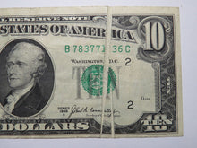 Load image into Gallery viewer, $10 1969 Double Gutter Fold Error Federal Reserve Bank Note Currency Bill VF+