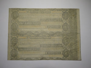 $5 18__ Windsor Vermont VT Obsolete Currency Uncut Bank Sheet Notes UNC++