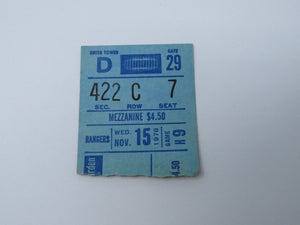 November 15, 1978 New York Rangers Vs. Chicago Blackhawks NHL Hockey Ticket Stub