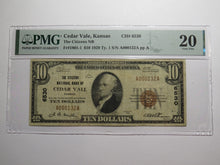 Load image into Gallery viewer, $10 1929 Cedar Vale Kansas KS National Currency Bank Note Bill Ch. #6530 VF20