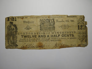 $.12 1/2 1861 Winchester Virginia Obsolete Currency Bank Note Bill Corp. of Win.