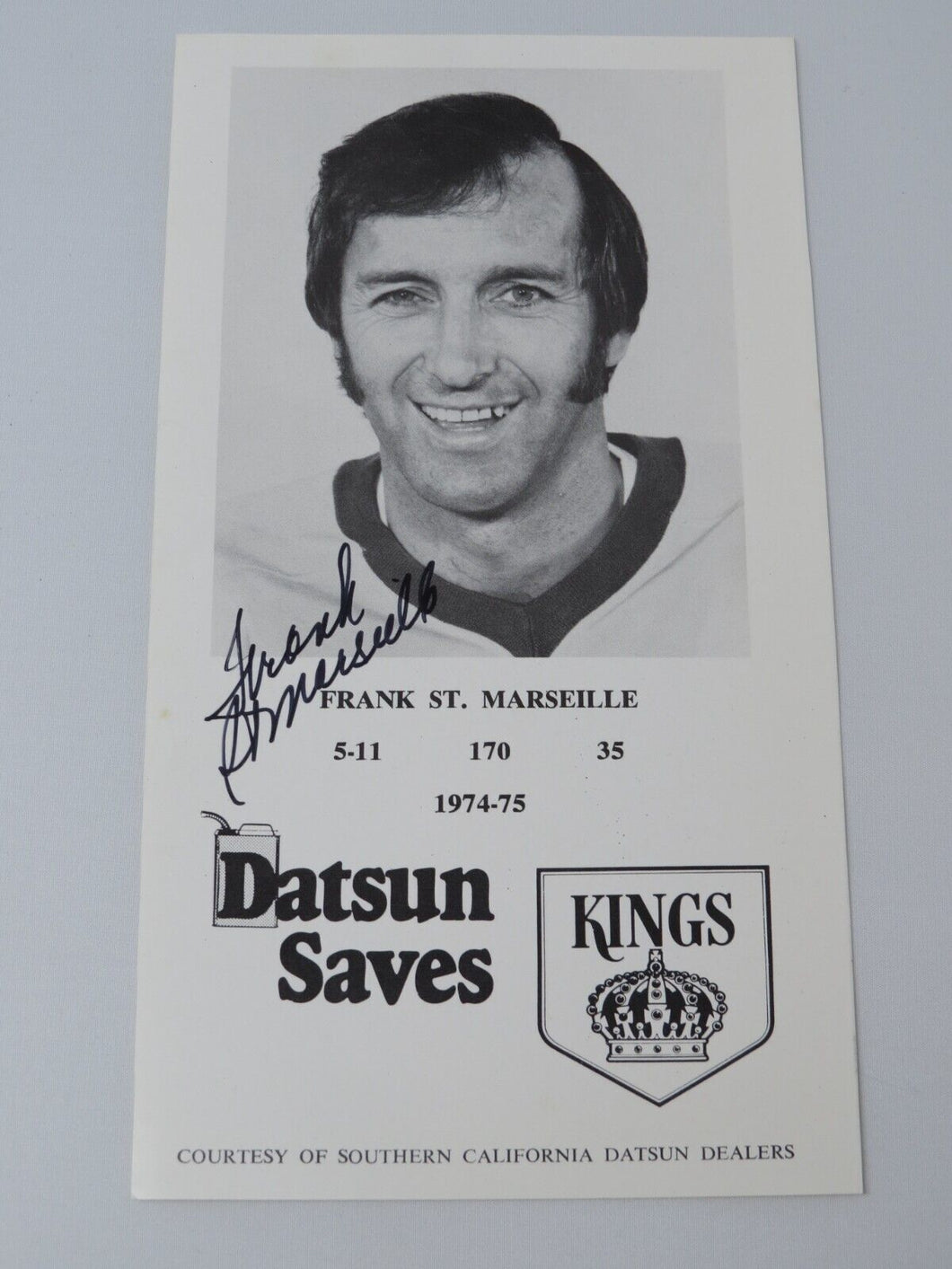 Frank St. Marseille Los Angeles Kings Signed Autographed 7X5 Hockey Photo