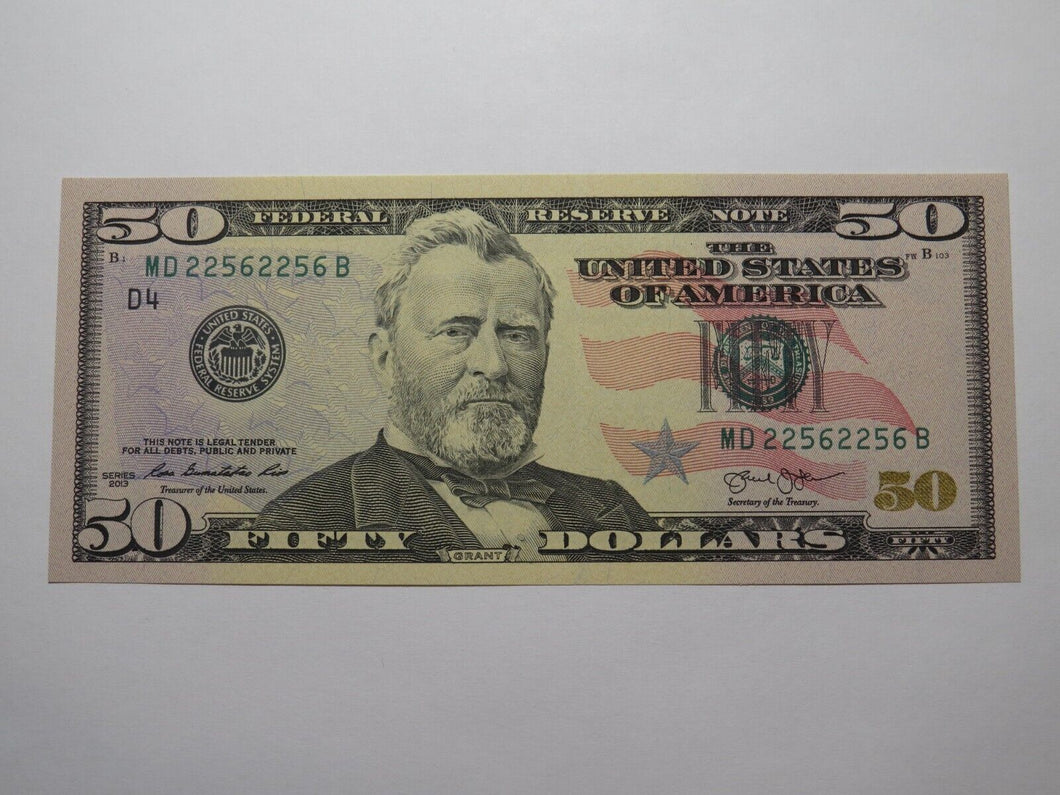 $50 2013 Repeater Serial Number Federal Reserve Currency Bank Note Bill 22562256