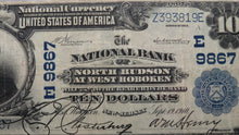 Load image into Gallery viewer, $10 1902 West Hoboken New Jersey NJ National Currency Bank Note Bill #9867 VF25