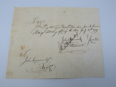 1779 Payment Certificate Written to John Lawrence Colonial Currency Note USA!
