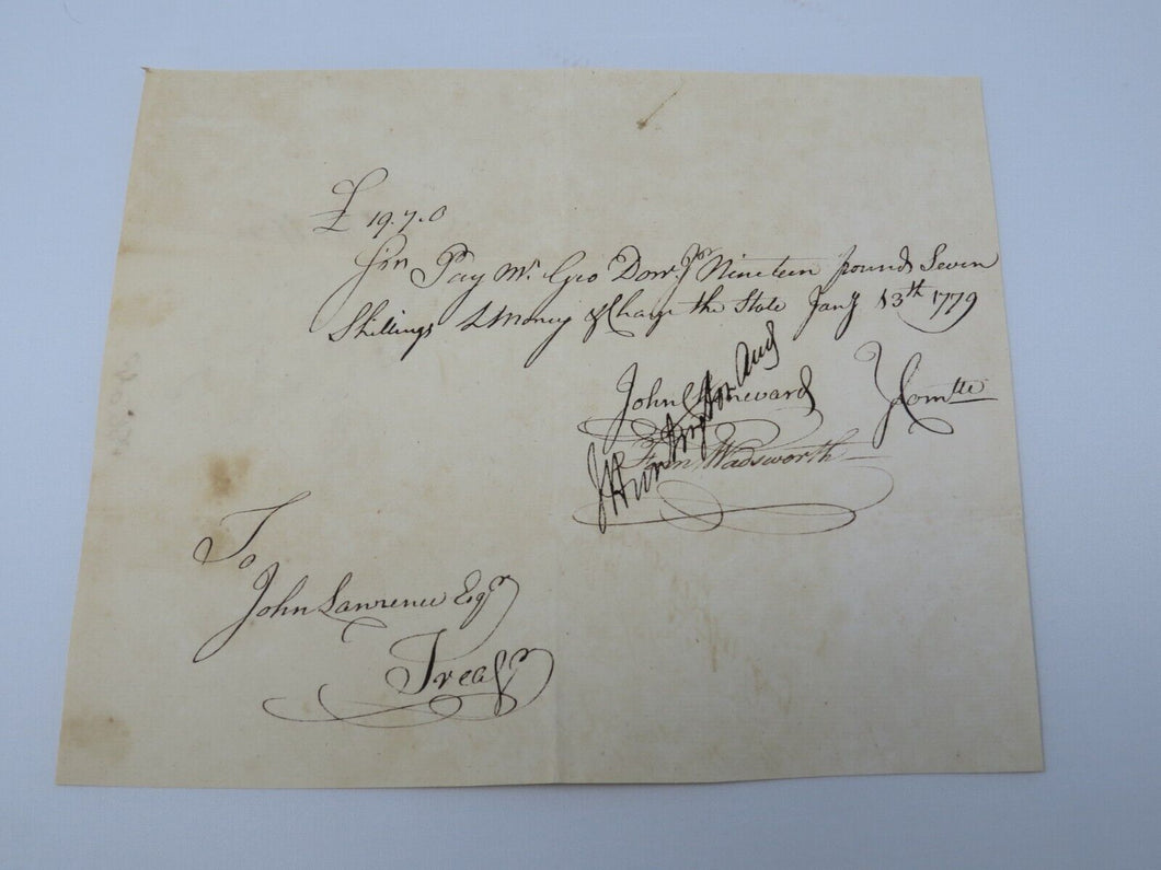 1779 Payment Certificate Written to John Lawrence Colonial Currency Note USA!